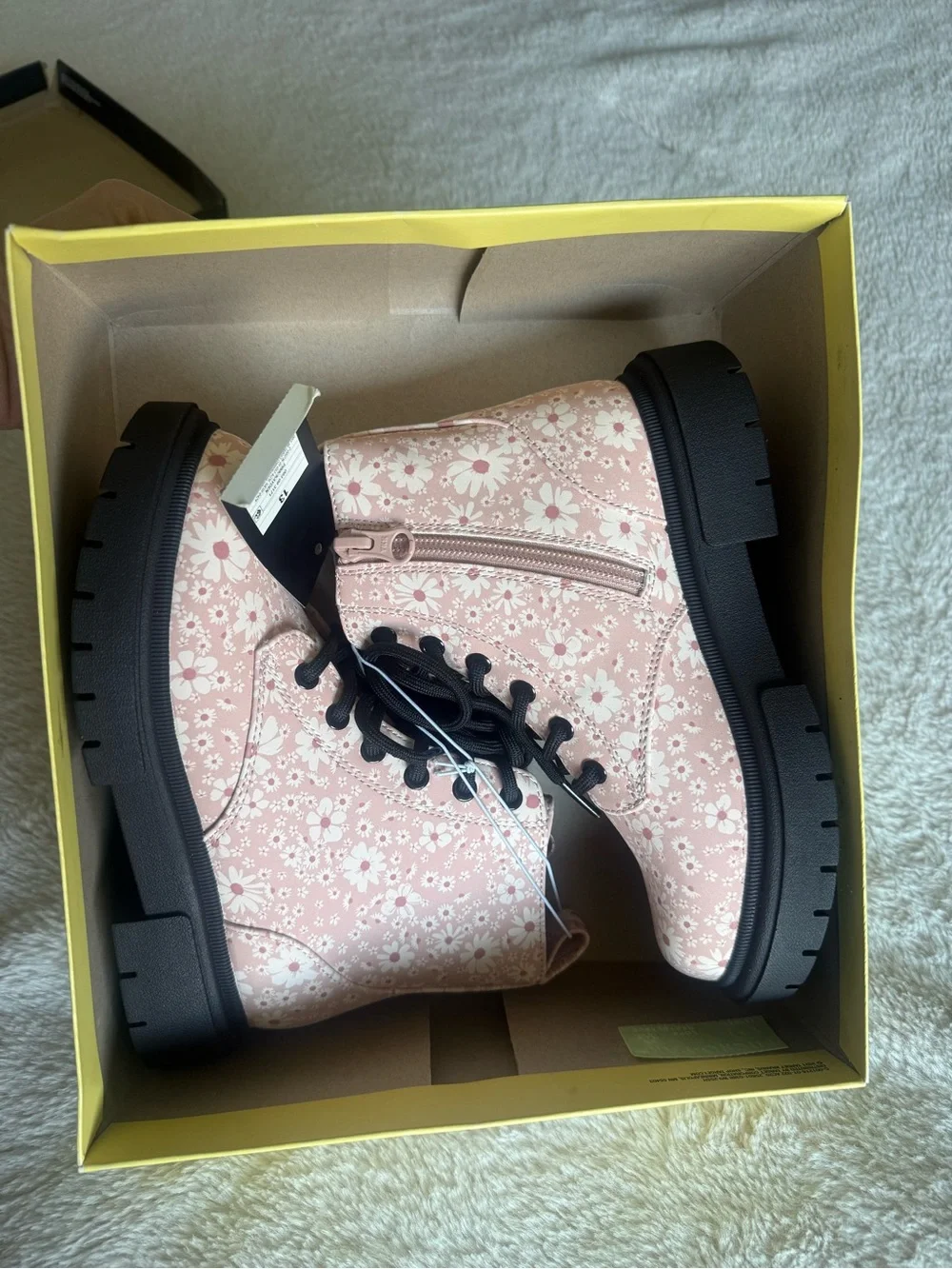 New!!! Kayden Pink Floral Lace-Up Combat Boots